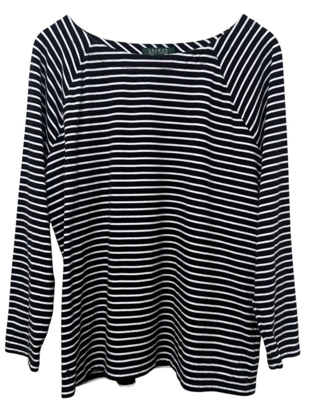 Lauren Ralph Lauren Womens Top Plus Size 1X Black White Stripe Nautical Preppy